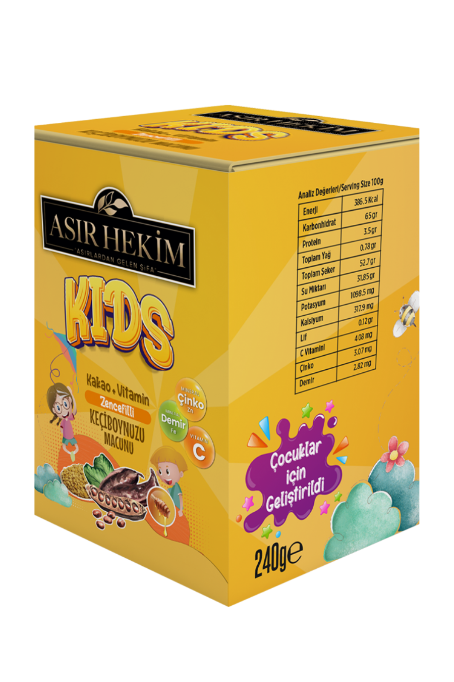 KIDS KAKOA+VİTAMİN ZENCEFİLLİ KEÇİBOYNUZU MACUNU